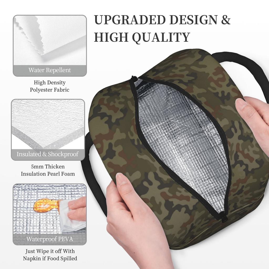 Camouflage Insulated Lunch Bags Thermal Bag Reusable,Lunch Container Army Military Camo High Capacity Tote Lunch Box Bento Pouch