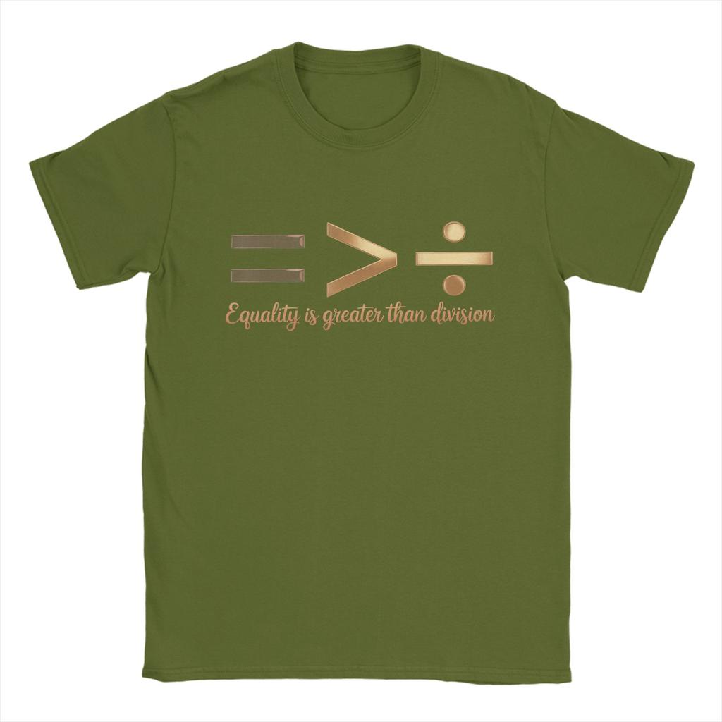 Mens Equality is Greater Than Division Black History Month T Shirt Pure Cotton Clothing Short Sleeve O Neck Tees TShirts