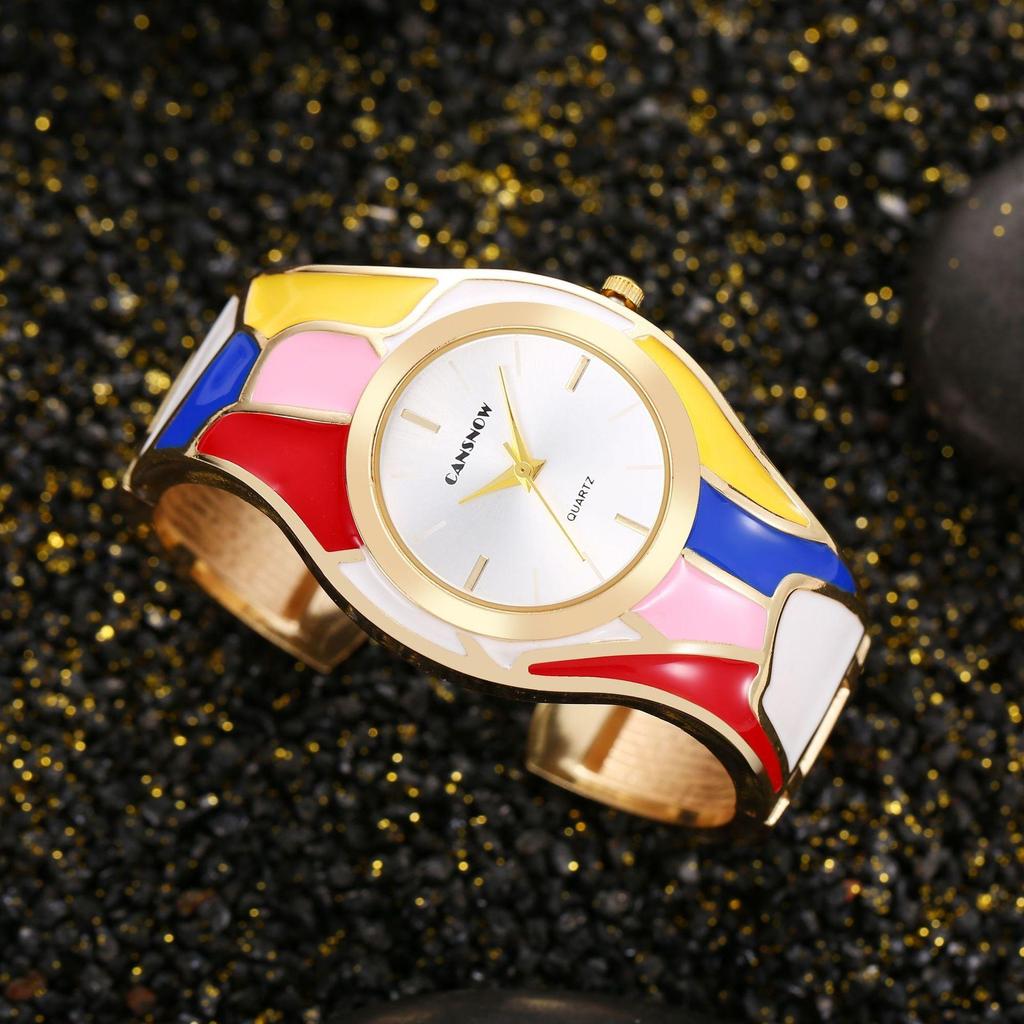 Женские часы-браслет в стиле ретро, с радужным кварцем и случайным цветом, с масляной эмалью. Элегантные женские часы.