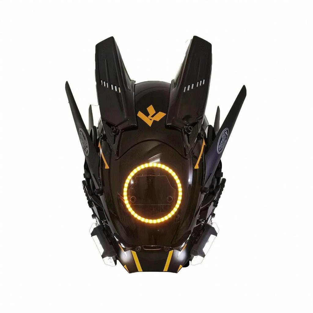 Cyberpunk Helmet Mask Adjustable Resin with LED Lights Lightweight Headgear