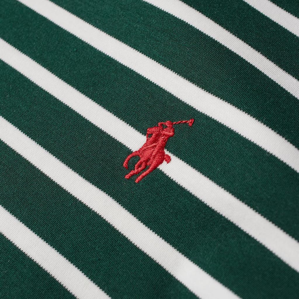 Polo Ralph Lauren Logo Embroidered Striped Crew Neck Casual Long Sleeve T-Shirt Men Tops Green 710883732-005
