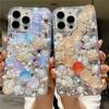 Блестящий 3D Цветочный Чехол для iPhone 17 16 15 14 13 12 11 Pro Max Air mini 16e 8 7 Plus X XS XR, Кристальный Чехол с Розовым Цветком из Страз