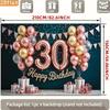2D 30th Birthday Photography Backdrop Teal Background with Rose Gold Balloons and Gifts