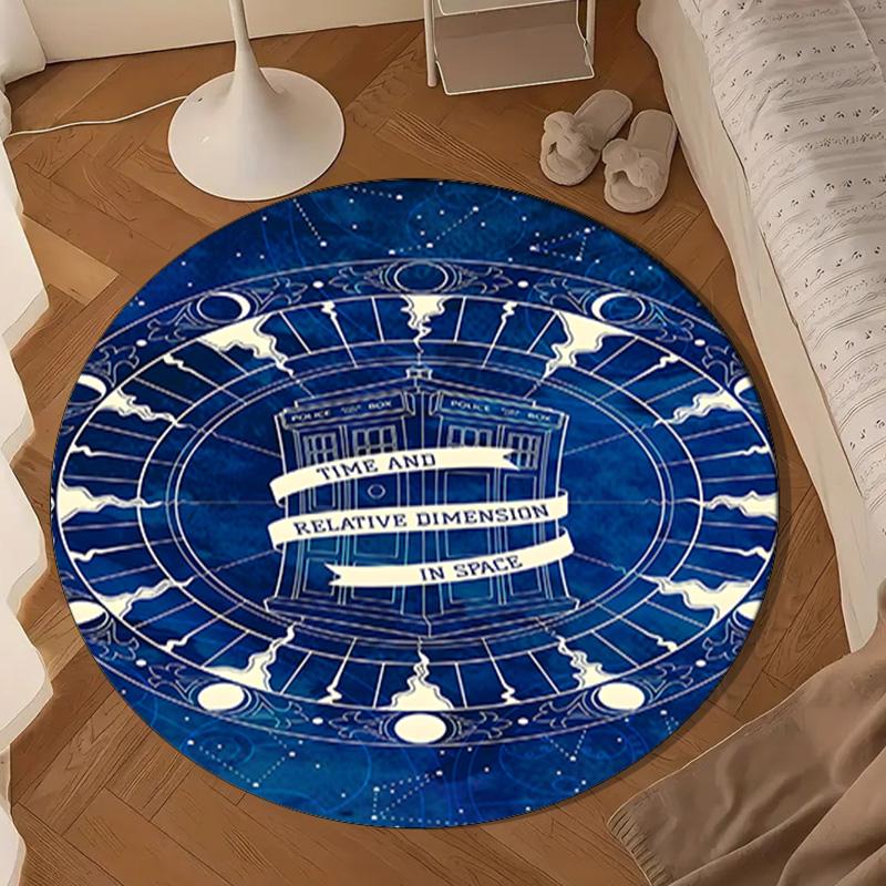 Tardis In Starry Night Round Rug for Livingroom,Bedroom, Palyroom, Chair Rug, Area rug, Circle Carpet, Large Size Fan Christmas gift