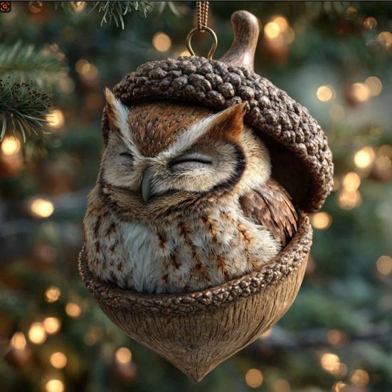 1/6Pcs Car Pendant Charming Squirrel Hedgehog Fox Acorn Acrylic Ornaments Christmas Tree Tabletop Car Accents Holiday