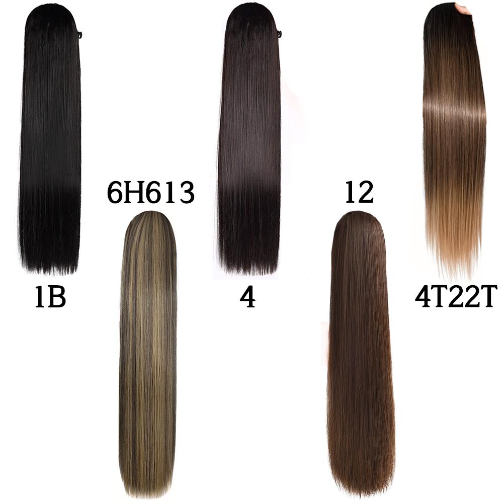 LISI HAIR Синтетические длинные прямые волосы для наращивания хвоста с зажимом из натуральных волос на шнурке для женщин для наращивания волос