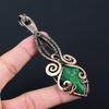 Lab-Created Emerald Gemstone Jewelry Pure Copper Wire Wrapped Handmade Pendant