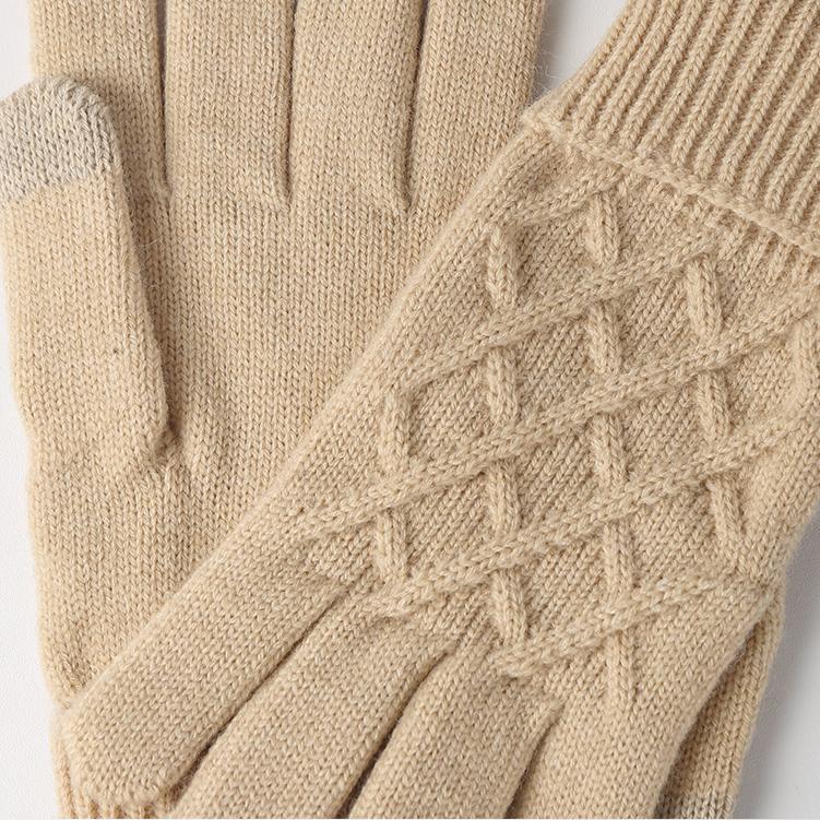 Вязаные перчатки теплые однотонные женские осенне-зимние вязаные перчатки для отдыха на открытом воздухе перчатки с тремя пальцами для сенсорных экранов