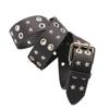 Belt Double Row Hole Star Waist Belt Pentagram Rivet Waist Belt PU Leather Waistbands  Female/Girls