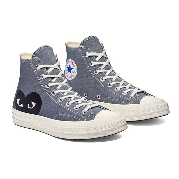 Comme Des Garçons PLAY X Converse Chuck 70 High Steel Gray Unisex Sneakers Grey Egret Black 171847C