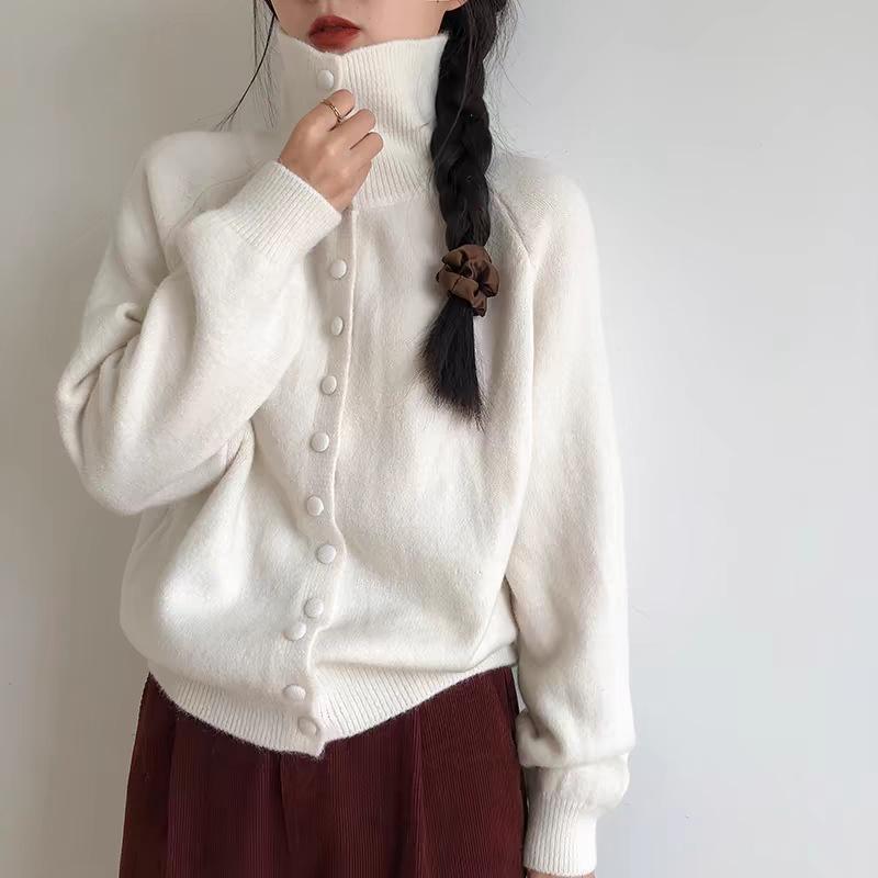 Универсальный кардиган-куртка с высоким воротником, женский осенне-зимний, новый, свободный и тонкий, утолщенный, мягкий и восковой свитер
