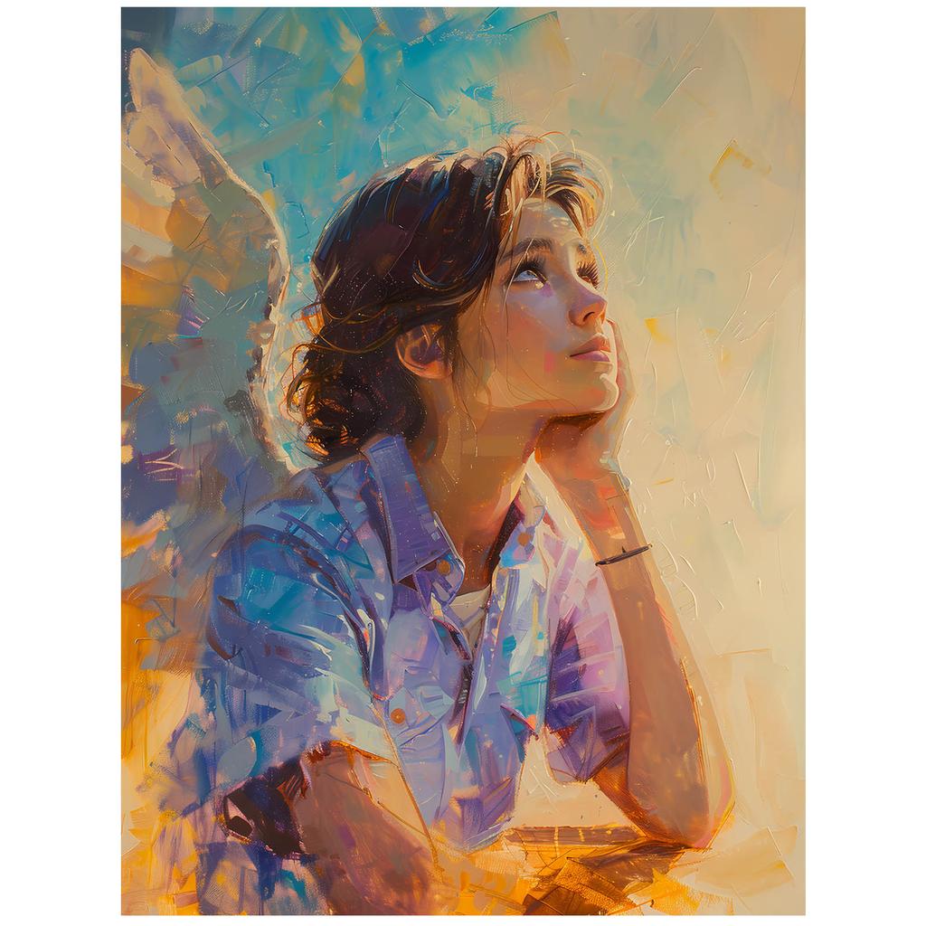 Angel Thoughts Poster Angel Thoughts Poster, 70X100 Cm, Black Aluminum Frame, 230 Gsm Matte Paper