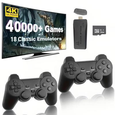 Беспроводная ретро-игровая консоль M8 с 40 000 встроенных классических игр, выход 4K HDMI на ТВ, два беспроводных контроллера 2.4G, 64G ностальгический игровой стик