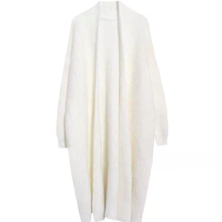 Женский кардиган из искусственной норки длиной выше колена, свободный повседневный утолщенный вязаный кардиган, куртка-свитер на осень и зиму