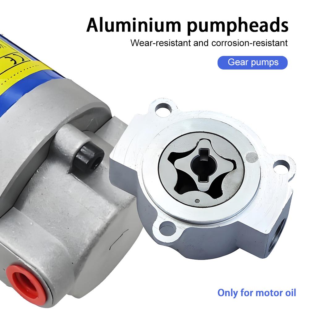 Электрический шестеренчатый масляный насос Портативный 12В/24В постоянного тока Насос для перекачки моторного масла автомобиля - Двигатель из чистой меди, Алюминиевая головка насоса