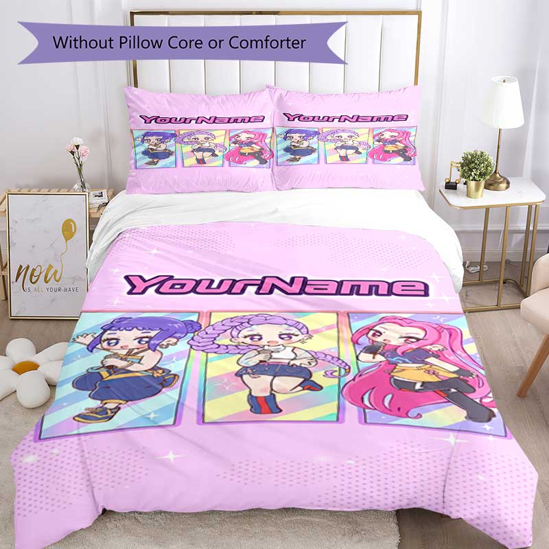 Demon Hunter Girls 8 Customize your name Bedding Set Breathable Duvet Cover with Pillowcases Home Decoration Birthday Gift