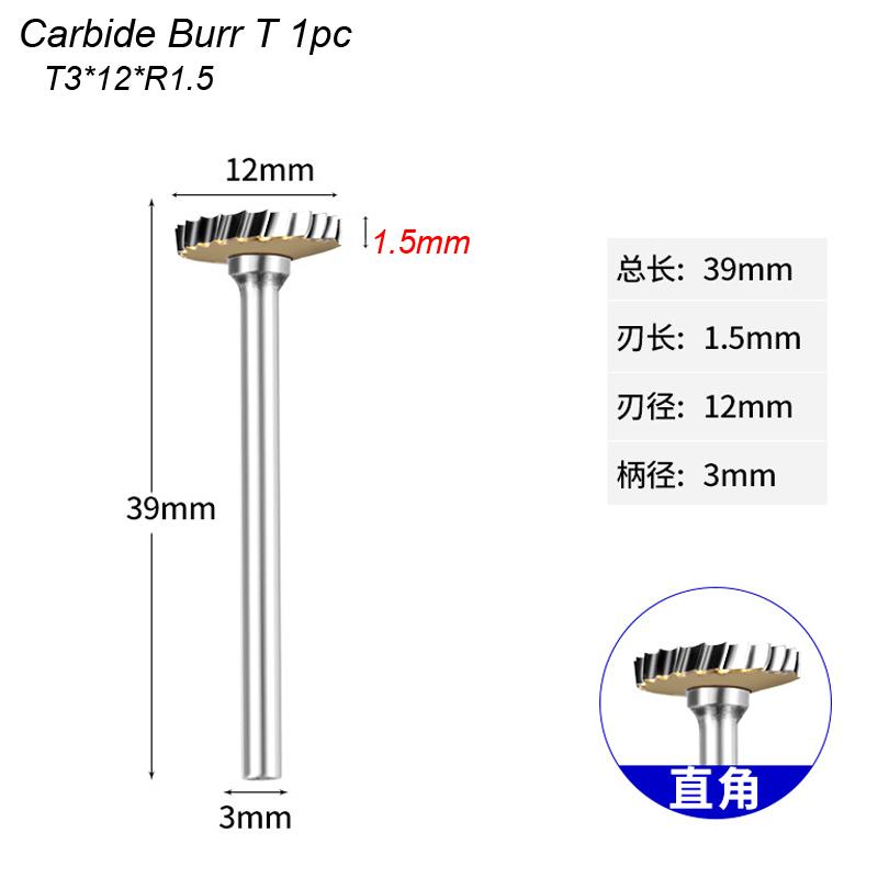 Твердосплавный вращающийся напильник типа T, дуговой резак по металлу, вольфрамовый твердый для алюминия, камня, пластика, резьбы, гравировки для металлообработки Dremel
