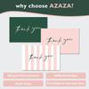 AZAZA Thank You Cards with Envelopes Striped 24 Pcs, Pink Thank You Cards Bulk Baby Shower Girl, Wedding Thank You Cards Green and Pink, Blank Thank
