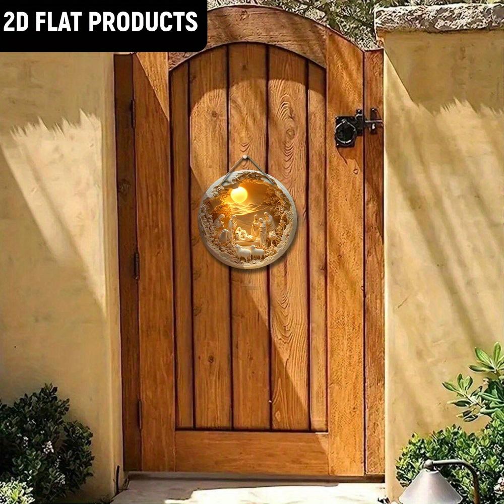 Деревянный декор, круглый деревянный знак - Святое семейство, Иисус, Мария, Иосиф - для двери, стены, дома, комнаты, фермы, улицы, магазина, гаража, бара, сада и кофе