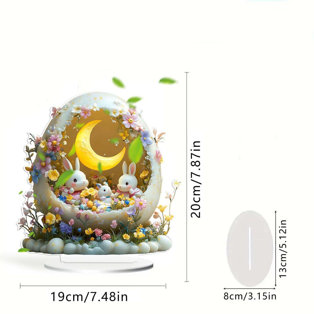 2D Плоские Пасхальные Яйца Милый Кролик Акриловые Настольные Украшения Украшения для Ношения Маленькое Рождественское Украшение