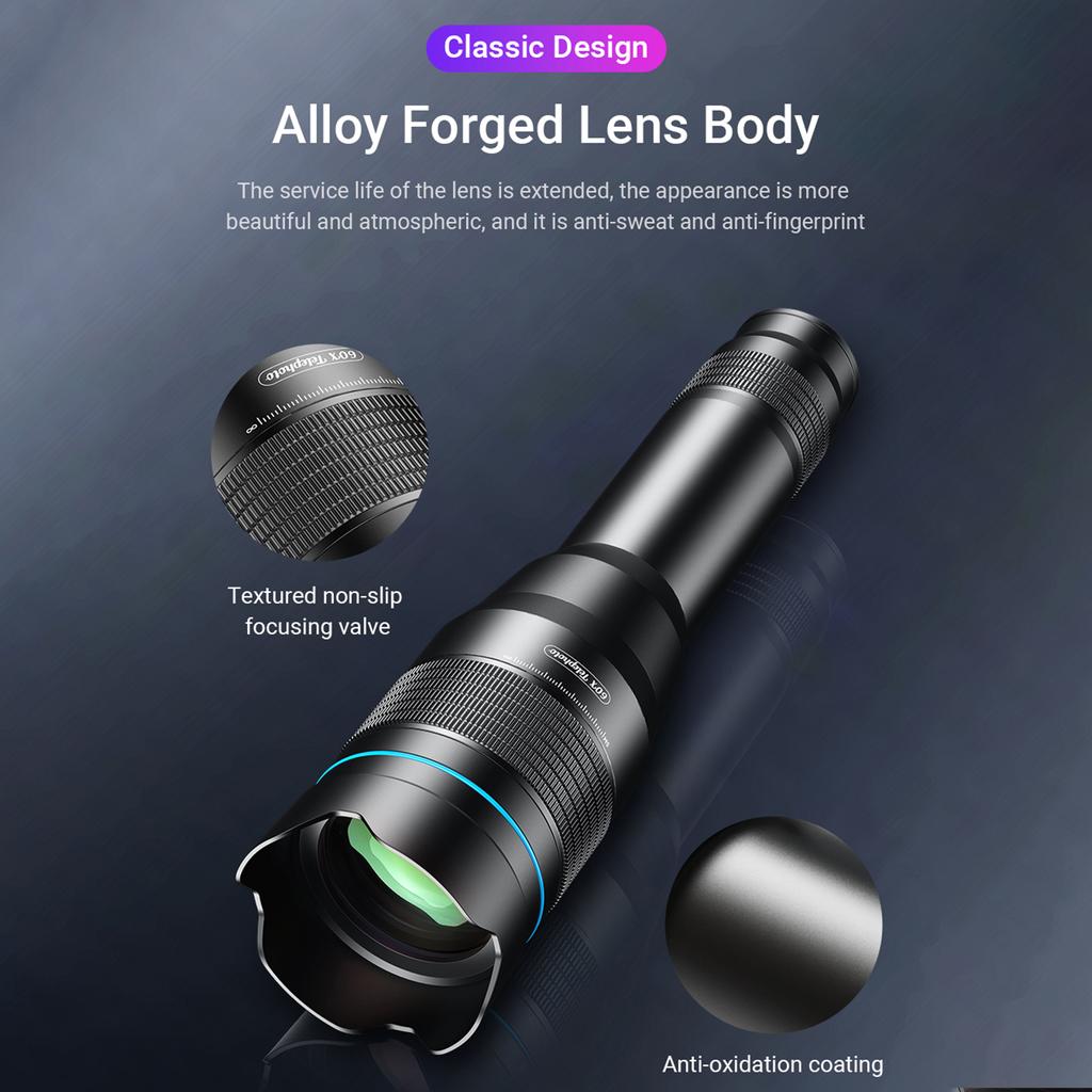 APEXEL APL-60XFR50 4K HD 60X Металлический монокулярный телескоп 50 мм Телеобъектив с многослойным покрытием