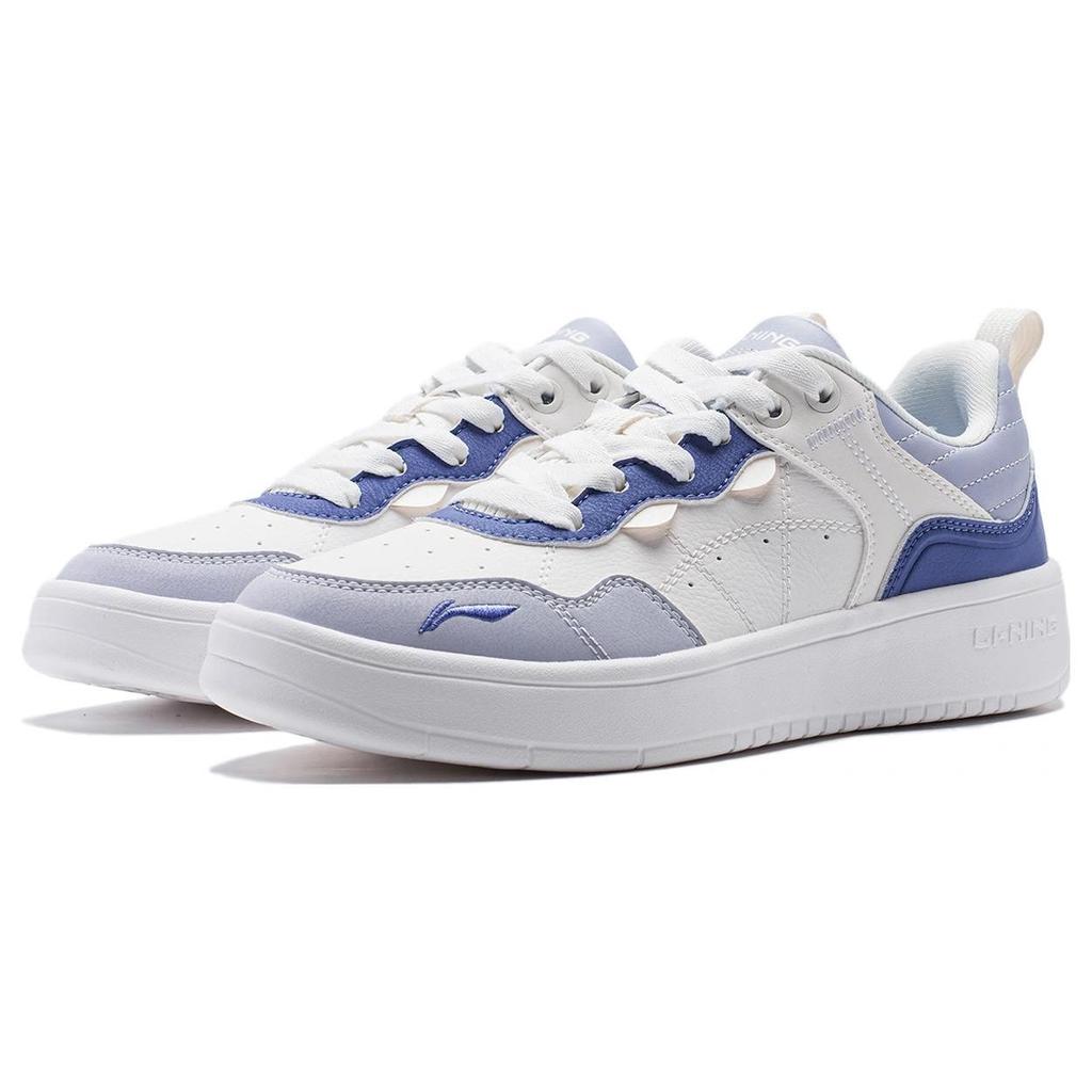 Li-Ning Comfortable Versatile Wear-Resistant Low-Top Skate Shoes Women Sneakers White Blue AGCT406-3