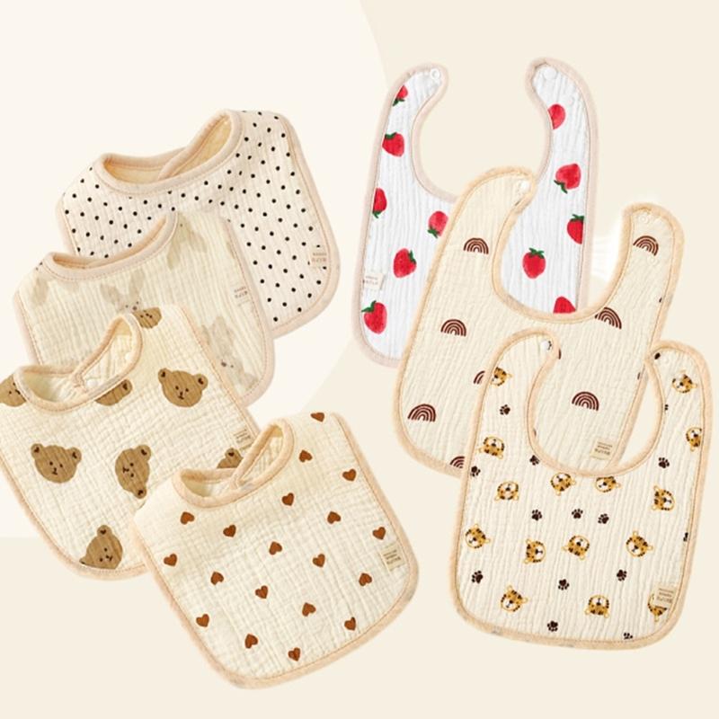 Soft & Absorbent Cotton Baby Drool Bibs 4 Layers Newborn Bibs Rabbit Lemon Pattern Baby Burp Cloth Suitable for Newborns