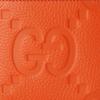 Gucci Двустворчатый кошелек из оранжевой зернистой кожи с тиснением GG для унисекс, роскошный, для повседневного использования