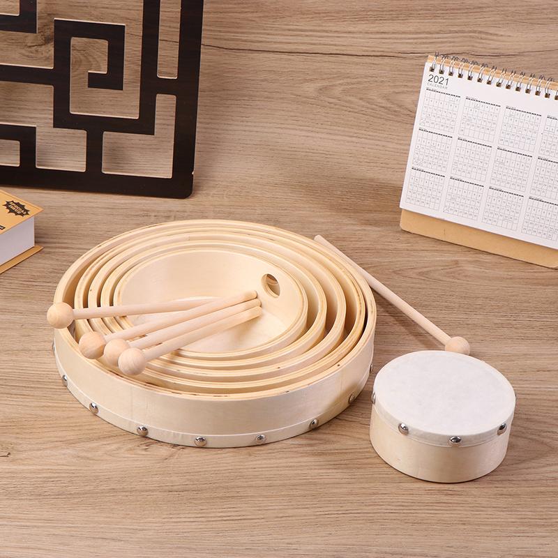 Детский набор рамочных барабанов с барабанными палочками, образовательный музыкальный перкуссионный инструмент, деревянный ручной барабан разных размеров 4-10 дюймов