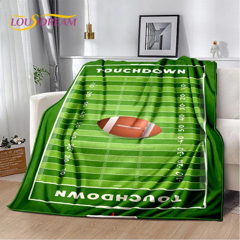 3D Rugby Field Rugby American Football Cartoon 2026 Soft Blanket,Soft Throw Blanket for Home Bedroom Bed Sofa Travel Cover Child