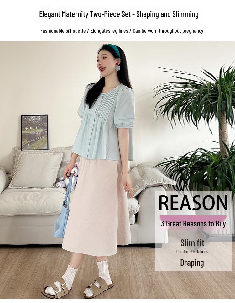2026 Elegant Fashion Puff Sleeve Top & Tummy Support Skirt Set