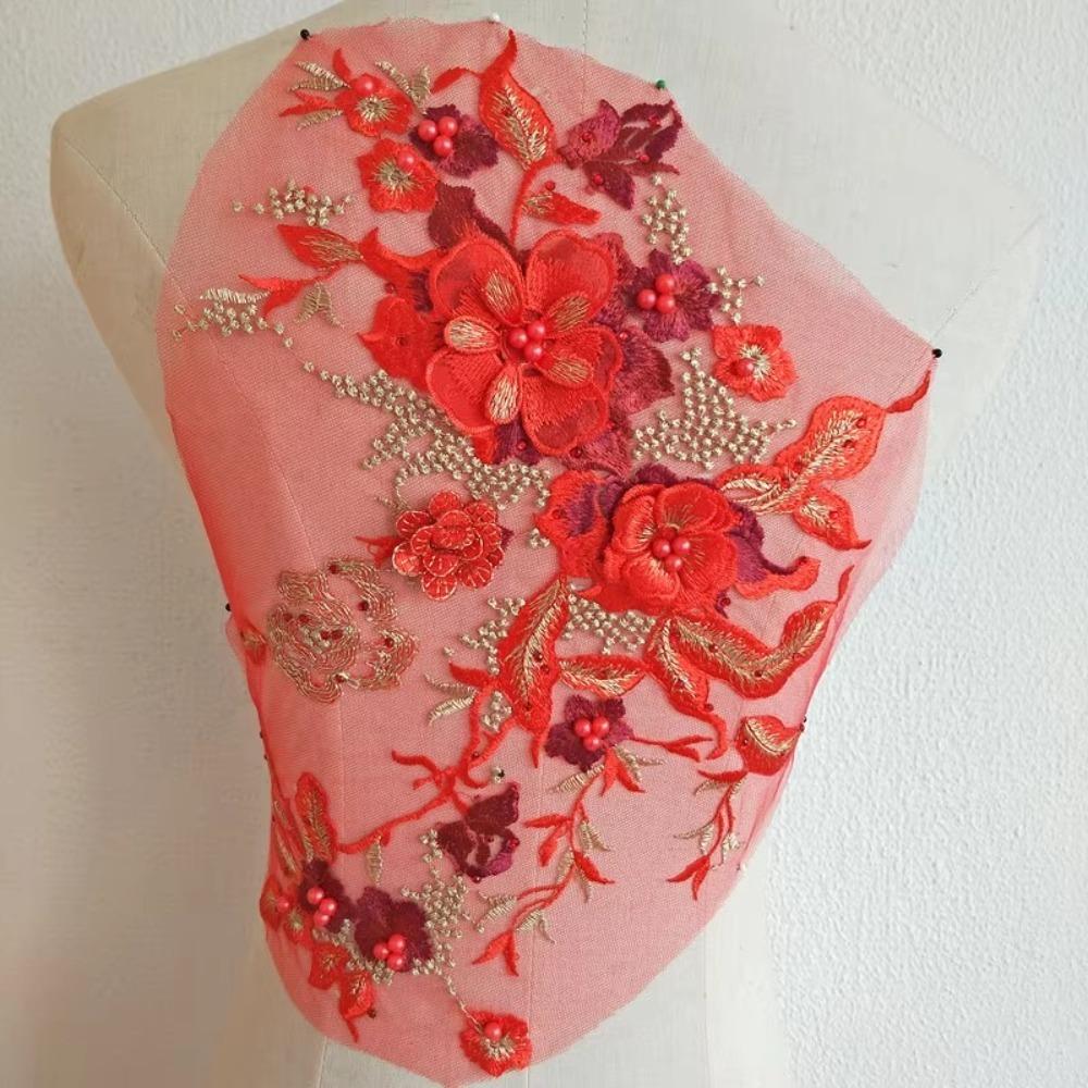 DIY Embroidered Floral Patches Sequin Embroidery Sequins Patches Lace Fabrics Applique Wedding