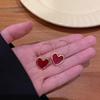 Корейские новые милые бордовые серьги с эмалью и сердечками для женщин и девочек, металлические серьги золотого цвета с любовью, романтические висячие висячие серьги