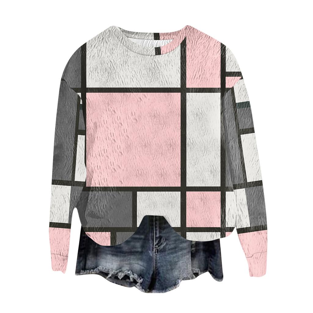 Женский модный пуловер с круглым вырезом, футболка с длинным рукавом, с принтом