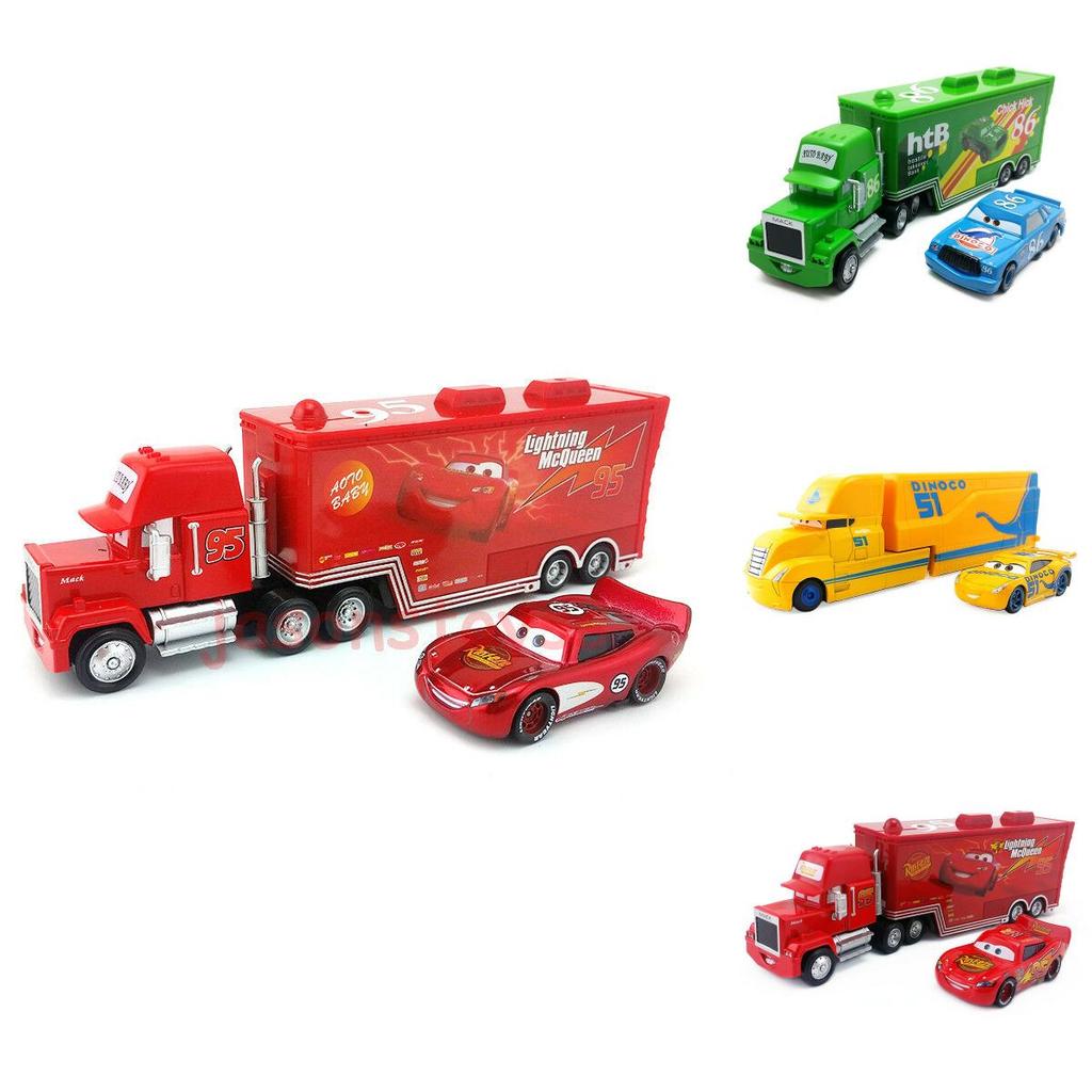 Durable Pixar Cars Alloy And Plastic Racer Truck And Car Set For Kids With Mack Lightning Mcqueen King Jackson Storm