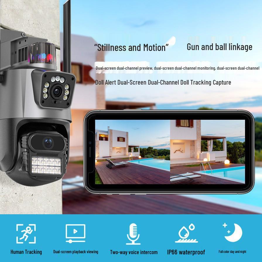 P11 Dual-Lens Outdoor Waterproof WiFi Security Camera 360° Panoramic HD
