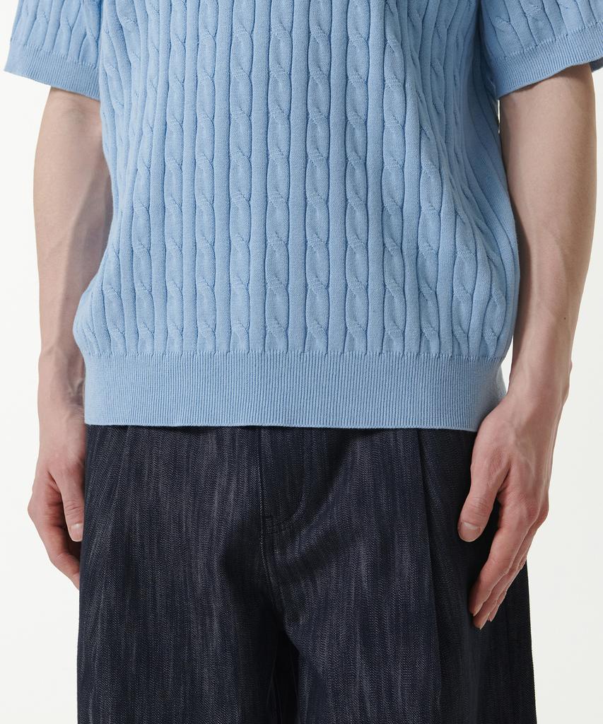 MUSINSA STANDARD Cable Knitted Polo Shirt [Sky Blue]