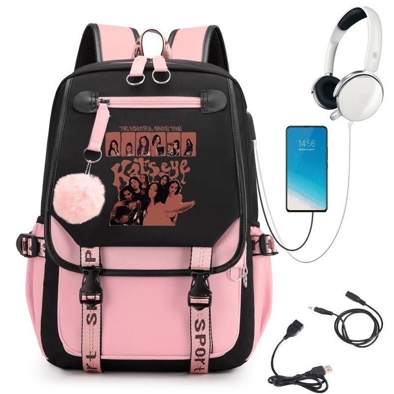 KATSEYE Fashion Laptop Backpack with USB Charging Port Student School Daypack 60123-12