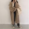 Wind Pit Striped Cardigan Solid Color Loose Lantern Sleeve Long Coat Sweater