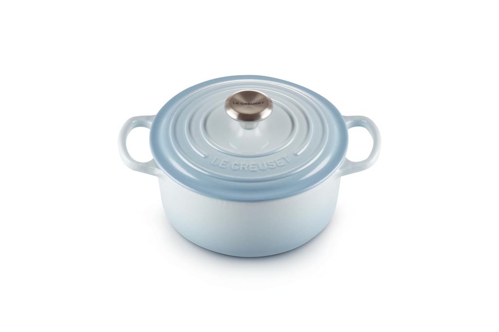 Литая эмалированная кастрюля Le Creuset Signature Cocotte Ronde 18 см Coastal Blue Gas IH Oven, совместимая с японской духовкой [Авторизованный продукт]