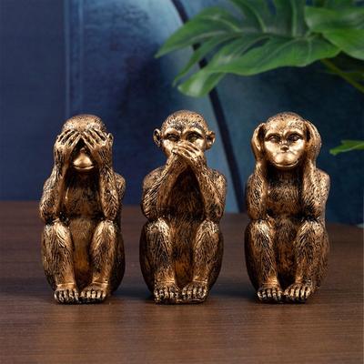 Смола Три мудрые обезьяны Фигурки Не вижу Не говорю Домашний декор Поделки Не слышу Креативный дизайн Фэн-шуй Украшения