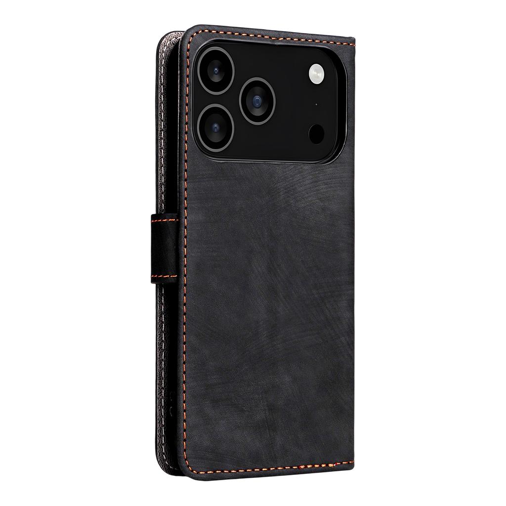 For iPhone 17 Pro Max Case Wallet RFID Blocking PU Leather Phone Cover Stand with Strap