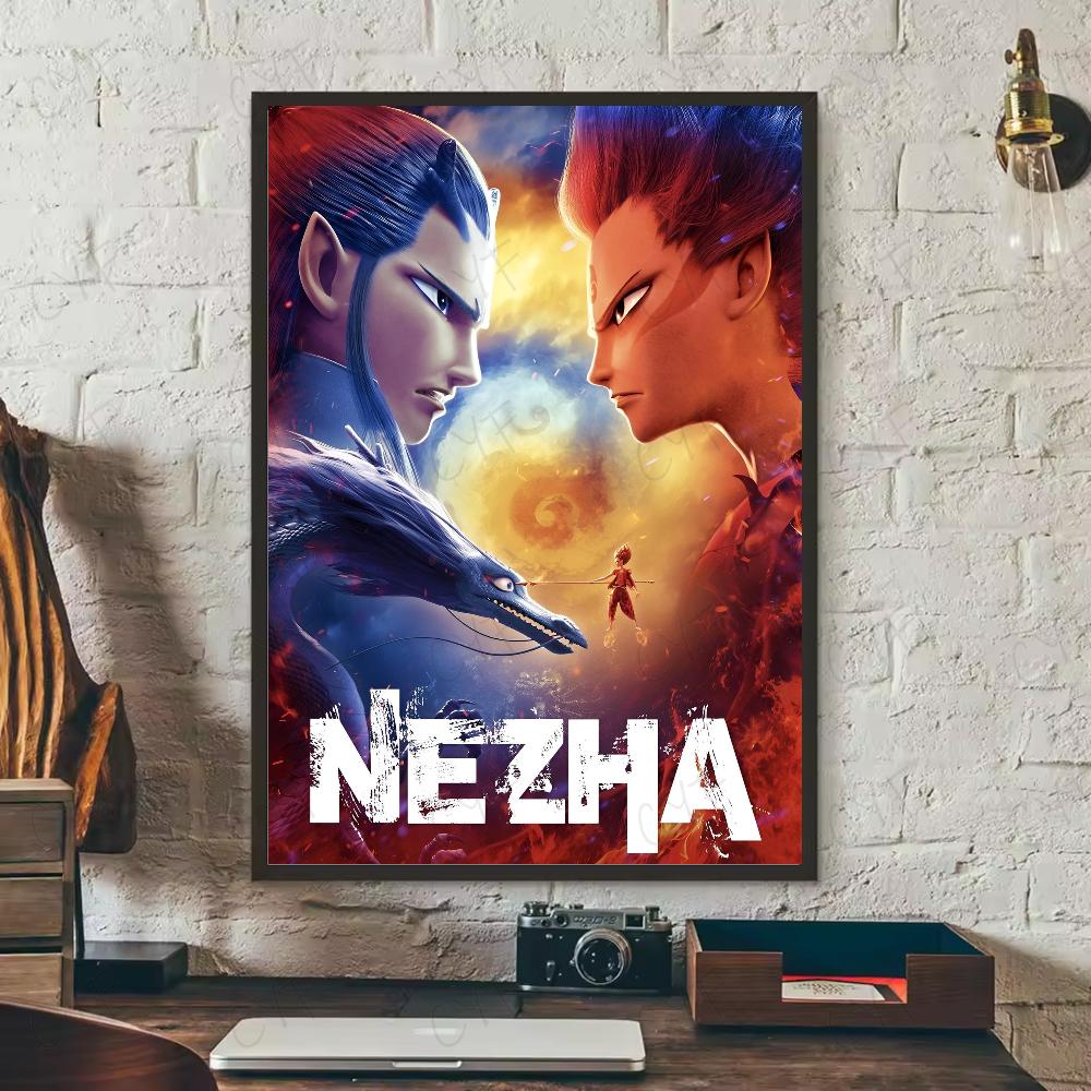 Chinese myth animation Nezha Poster HD art sticky wall waterproof home living room bedroom bar aesthetic decoration