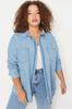 Women's Style Plus Size Light Blue Denim Shirt