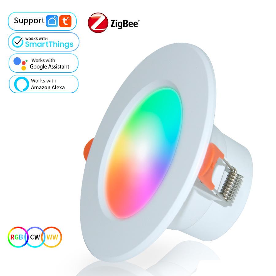 15 Вт ZigBee Smart Ceiling Light RGB Tuya WiFi Bluetooth LED Downlights Recessed Spotlight Alexa Lamp Control Google Home