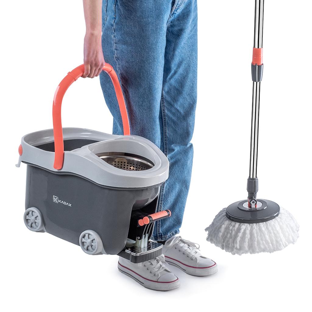 KADAX Spin Mop with Bucket On Wheels 128cm Grey