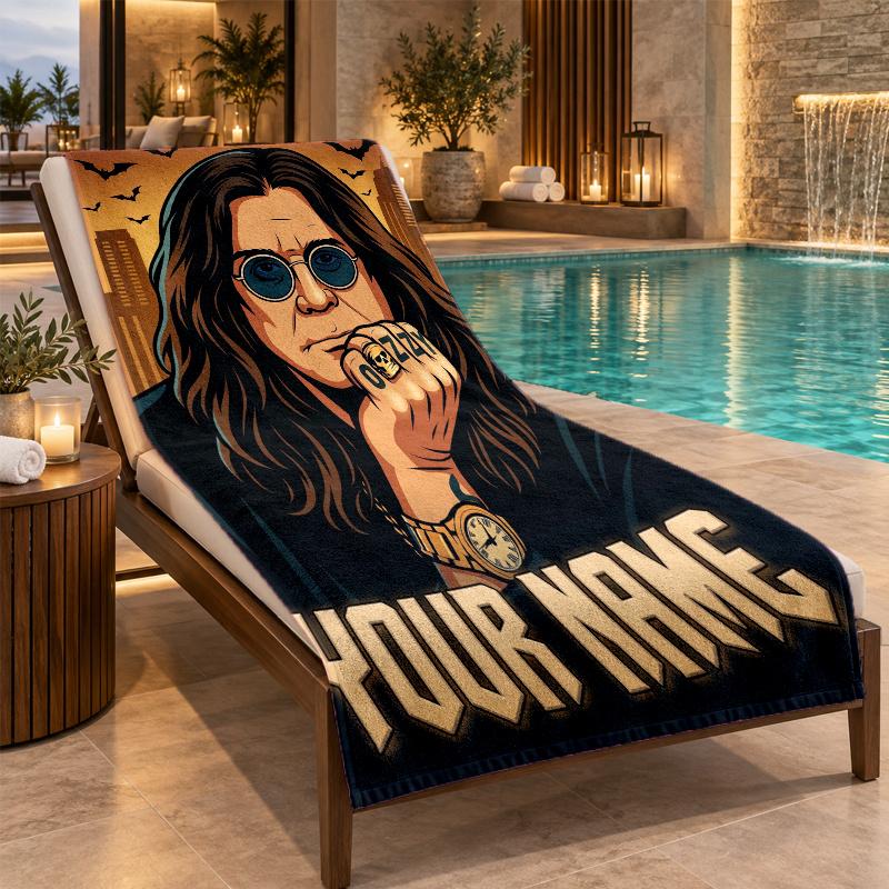 Custom Name Ozzy Osbourne Beach Towel Personalized Text Soft Towel Swimming Travel Bath Gift