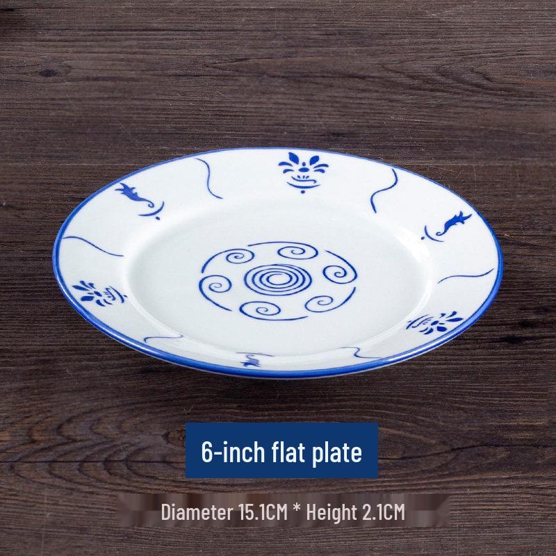 Винтажная керамическая сине-белая цветочная ваза с бамбуком - Посуда в деревенском стиле, идеально подходит для риса и лапши