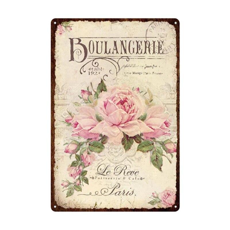 Пасторальный стиль Цветочная табличка Металлическая жестяная вывеска Лавандовая роза Ретро тарелки постер для гостиной Домашний сад Настенный декор 20x30 см