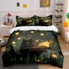 "Cat Reading Light Decoration Set" Bedding Set with 1 Duvet Cover 2 Pillowcases Single Double King Queen, Gift